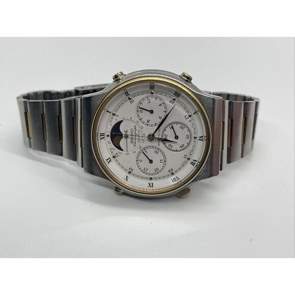 Vtg Seiko 7A48-7009 Watch Sports 100 Moonphase Original Bracelet Chronograph - Picture 7 of 12